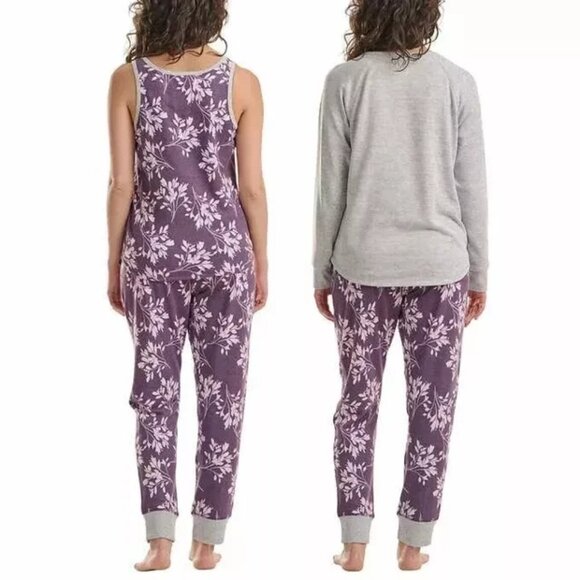 Live Love Lounge Womens Lightweight 3 Piece Lounge Pajama Set Purple Size Large - Picture 5 of 7